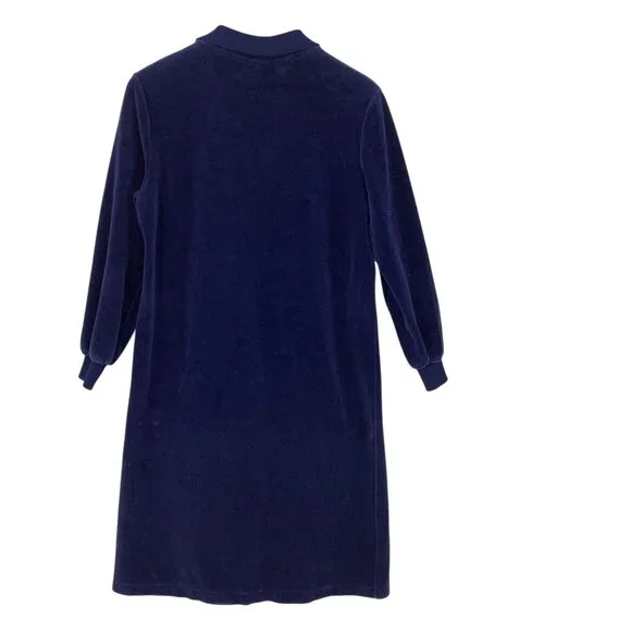 Lacoste Women's Blue Velour Polo Long Sleeve Dress Size 14 - Picture 6 of 6